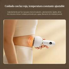 Masajeador de Drenaje Linfático y Herramienta de Masaje Anticelulitis, Ayuda a Reducir Estirés y Celulitis, para Piernas, Brazos y Abdomen, Máquina de Modelado Corporal con Microcorriente, Luz, Calor y Vibración - Blanco - Ver 4