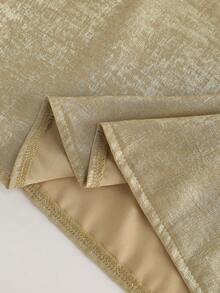 女士金属色圆领无袖衬衫，休闲夏季上衣，适合派对、约会之夜。 - 金色 - 查看 5