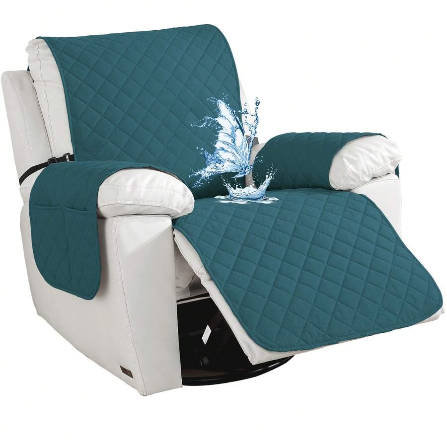 YSTYLE Funda grande para sillón reclinable relajante de una plaza, impermeable, universal, con bolsillos laterales - Verde Oscuro - Ver 1