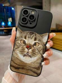 卡通猫咪彩绘防摔打孔黑色时尚简约保护壳，兼容 17/17 Pro、16/15 XR/7/8、16 Pro Max、13/14/11/12 Pro Max、Galaxy、Redmi 10/9/Note 9/12C/Note 11 Pro/Note 8 Pro/9C/9A - 彩色 - 查看 1