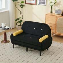Sofas & Couches - Black + Corduroy + Foam + Iron + Plastic + 2 Seat + Foam-1 - View 7