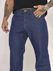 Calça Balao Jeans Masculina Oversize Perna Larga sem Elastano - Azul - Visão 5