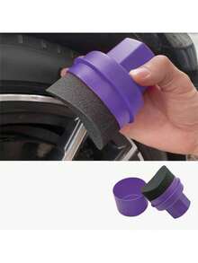 1pc Car Tire Waxing Sponge Car Wax Applicator Pad With Lid Curved Easy Waxing Tire Sponge Tire Cleaning Tools Detailing Brush - Multicolor - View 1