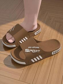 Sandalias neutras y casuales, suaves y cómodas, con diseño estampado con letras. Zapatos sin cordones de moda para hombre. Material: diseño con puntera abierta, suela suave, transpirable y cómoda. Estilo casual negro para el día a día, adecuado tanto para uso en interiores como en exteriores. Un artículo imprescindible para viajar. - Marrón - Ver 7