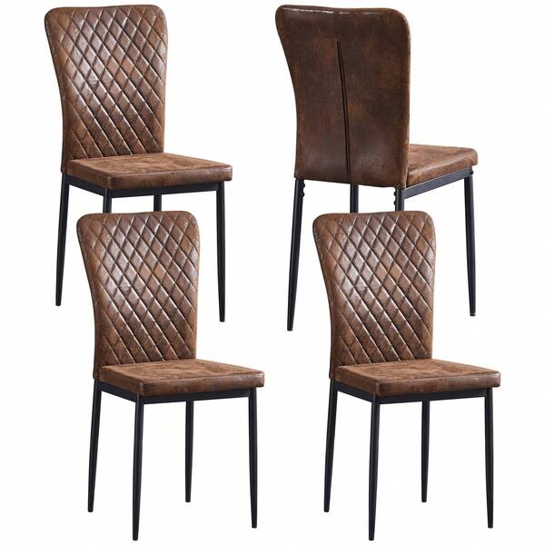 AINPECCA Velvet/Faux Leather Dining Chairs Set Of 4/6 Armless High Back Upholstered Soft Seat With Black Metal Legs For Dining Room, Kitchen Room