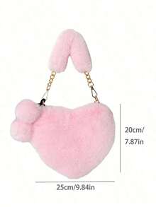 Furry Purse For Girls Heart Shaped Fluffy Handbag For Women Soft Small Shoulder Bag Clutch Purse With Metal Chain Strap, Perfect Best Funny Novelty & Gag Gifts, New Autumn And Winter Women Bag, Best Fall Purse, Perfect Valentine's Day Gift For Her, Best Valentine's Gift Choice Ever Valentines, Heart Purse, Perfectly Match With Valentine Day Dress, Perfectly Matching With Fall Outfits Women, New Arrival Fur Bag For Women - 粉色 - 查看 5