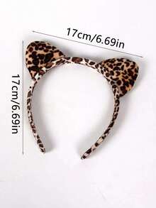 5pcs Minimalist Elegant Cute Leopard Print Cat Ear Headbands, Suitable For Daily Use And Halloween Festival Decoration, Halloween Party Costume Headbands, Fashion Hair Accessories, Women Headbands, Suitable For Daily Wear - Simple - View 5