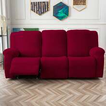 3seats Sofa Cover, Lounge Chair Sofa Cover, Big Leaf Jacquard Stretch Sofa Cover, Three Sofa Cover, Waterproof And Anti-Fouling Furniture Protective Cover, Winter Insulation And Breathable, Home Decoration. - Burgundy - View 1