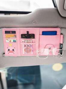 1pc Car Sun Visor Storage Bag, Leather Zipper Organizer Pouch, Multi-Function Card Holder, Unisex - Nhiều màu - Xem 10