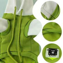 Dog Clothes Winter Dog Hooded Sweatshirt Warm French Bulldog Puppy Coat For Small Medium Dogs Pet Costume Chihuahua Pug - Green - View 3