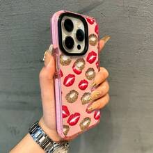 Strawberry Lips Phone Case, Sweet Temptation Style, For Compatible With IPhone 17/17pro/17promax/17Air/Iphone16/16pro/16plus/16promax/15/15promax/15pro/11/12/13/14promax/12mini/13mini/11pro/11promax/12pro/12promax/13pro/13promax/14pro/14promax, Berry Kiss Dessert Treat Gift - 淺粉色 - 查看 1