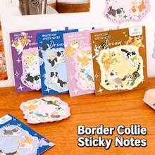 4 piezas Notas adhesivas de diario de gato y perro, bloc de notas con lindos dibujos animados de gatitos y cachorros, papelería creativa y de alta calidad para estudiantes - 4 piezas/al azar - Ver 2