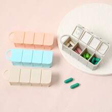 1个便携式四格药盒，长方形随身携带药品收纳盒 - 彩色 - 查看 7