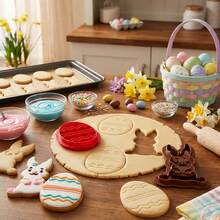 2pcs Easter Cookie Cutters, Rabbit And Egg Shaped Baking Molds, Baking Tools For Easter Holiday Baking - Multicolor - View 5