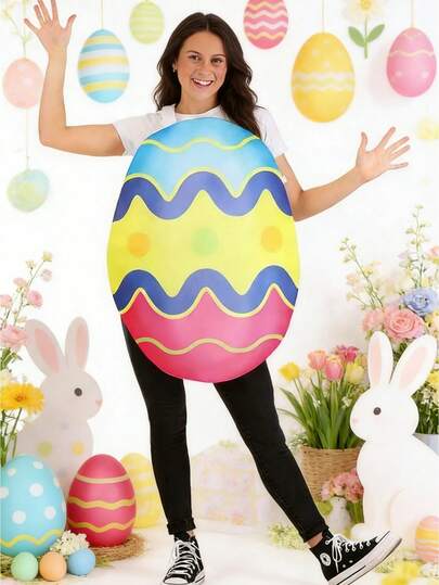 Inflatable Easter Egg Costume For Adults, Funny Blow-Up Easter Egg Outfit For Halloween, Easter Party, Parade And Cosplay