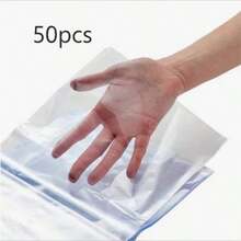 50个PVC热缩包装袋，宽度6-50厘米，透明可收缩薄膜，防尘热缩包装袋，无异味透明包装，适用于自制DIY家居项目、礼物、浴球、香皂、情人节等场合。 - 無色 - 查看 13