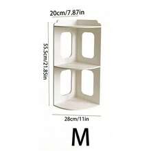 1pc Corner Desk Organizer Rack, Vertical Bedside Storage Shelf, Multi-Functional Dorm Room Corner Shelf, Stable Nightstand Rack - White - View 7