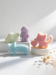 Astronaut Style Design - Rocket Space Silicone Mold Set | Compatible With Candles, Soaps, Resins And Gel - Ideal For Handmade Candles, Soap Making And Festival Decoration, Creative Aromatherapy Candle DIY Mold | Soap Statue For Festival Theme Home Decoration - Cosmic Series Molds - View 4