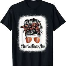 Bleached Football Bonus Mom  Messy Bun Mother's Day T-Shirt Gift For Dad, Mo - 款式8 - 查看 6