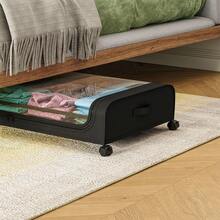 2pcs Under Bed Storage Containers: Rolling Drawers With Clear Window For Home Organization - Black - View 7