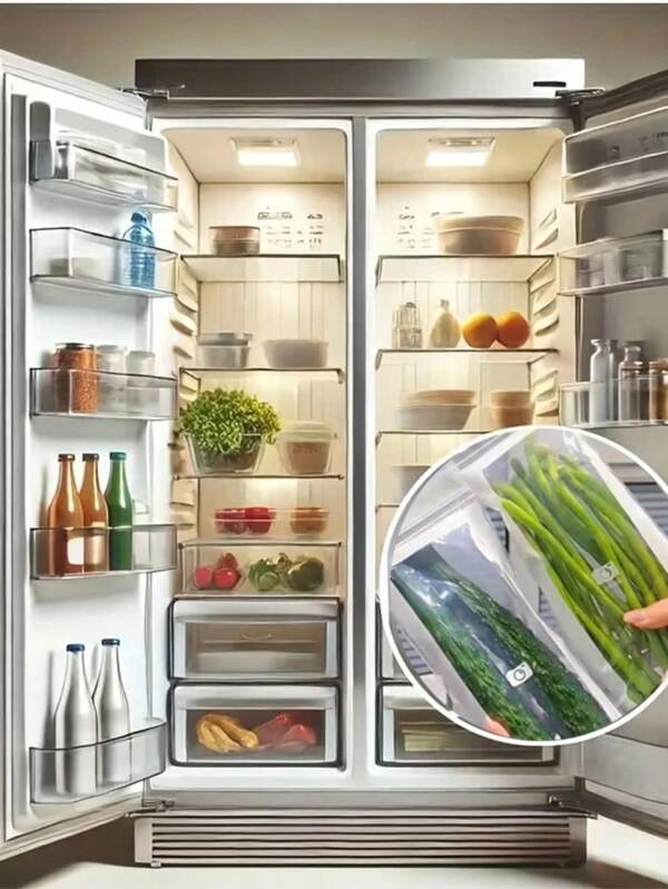 Bolsa de almacenamiento de alimentos para congelador, bolsa sellada a prueba de humedad de tira larga, bolsa de sellado con doble agarre y cierre reforzado