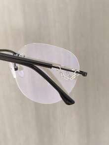 1 pieza Gafas sin montura y redondas para mujer, sin prescripción, con cadena decorativa, adecuadas para oficina, estudiantes, viajes, uso casual, vacaciones, gran regalo para novia, Día de San Valentín - Multicolor - Ver 7