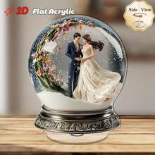1 pieza Decoración de escritorio acrílica 2D con pareja giratoria en bola de nieve, ideal para celebraciones románticas y elegante exhibición en el hogar - A - Ver 5