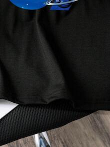 青少年男孩卡通图案印花短袖T恤 - 黑色 - 查看 6