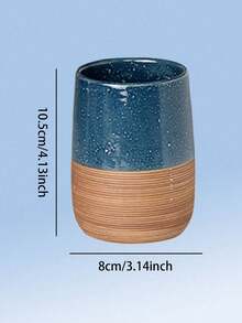 1pc Ceramic Rinse Cup, Hotel Toothbrush Cup, Luxury Couples Bathroom Cup, Ceramic Water Cup - 1pc/Grayish-yellow - View 4