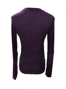 Áo lót nữ cổ tròn tay dài thời trang, chất liệu lưới xuyên thấu, kiểu dáng casual, thích hợp mặc mùa xuân/thu 2025. - Màu Lilac Tím - Xem 4