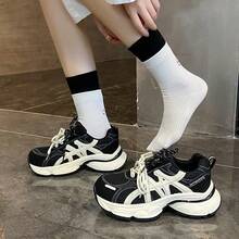 2026春季新款女士厚底运动鞋，百搭轻便透气休闲厚底运动鞋 - 黑色 - 查看 3