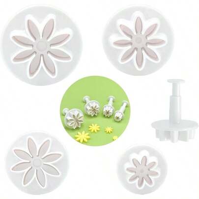 4 Pcs Daisy Fondant…