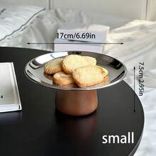 1个不锈钢圆形镜面银色面包/蛋糕架，优雅下午茶甜点展示托盘 - 彩色 - 查看 9