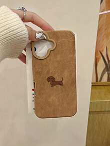 狗狗图案可爱腊肠犬彩绘仿皮全包防震TPU简约手机保护壳，兼容苹果17/16/15/14/13/12/11 Pro Max，男女通用 - 彩色 - 查看 5
