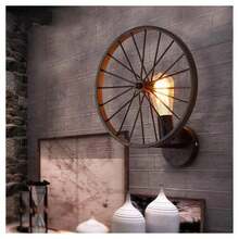 OISE ART STORE Applique A Parete Stile Vintage Lampada Forma Di Ruota Bicicletta Nero E27 Aq62 - - Multicolore - Visualizzare 4