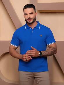 Men's Polo Shirt With Cuffs, Men's Cotton T-Shirt - Bút xanh - Xem 2