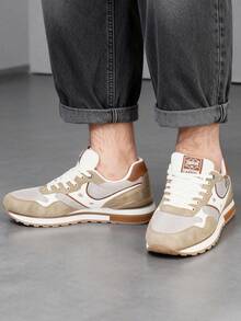 JOMIX Chaussures à lacets pour hommes, décontractées et élégantes, sportives et plates, adaptées à un usage quotidien et aux activités sportives, disponibles en plusieurs couleurs. - Camel - Voir 4