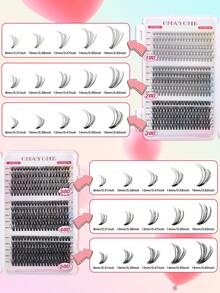 600/570pcs Individual Lashes, D-Curl Volumizing Mixed Styles False Eyelashes Extension Kit With Glue, Tweezer, Brush, 8-18mm Feathery Lashes, Suitable For Beginners DIY At Home, Suitable For Daily, Wedding, Party, Outdoor, Travel, Holiday Occasions - White - View 10