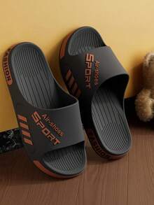 Zapatillas Gruesas Para Hombres De Suela Gruesa Adecuadas Para El Uso En Interiores Y Exteriores En Verano, Proporcionando Alta Durabilidad, Comodidad, Diseño Antideslizante Y Con Forma De Poo, Ideales Para Parejas - Negro y dorado - Ver 5