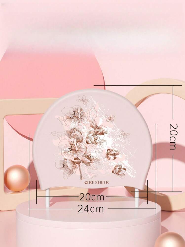 1顶大号硅胶防水泳帽 - 防滑防摩擦设计，时尚印花专业成人泳帽，佩戴舒适，适合游泳训练和日常使用 - 彩色 - 查看 3