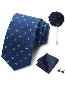 4pcs Set - Men's Tie, Pocket Square, Essential Accessories For Business Formal Attire And Formal Occasions - Color Mixing - View 9