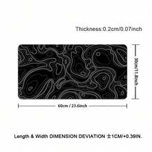 Alfombrilla de ratón grande con mapa topográfico en blanco y negro - Alfombrilla de ratón extendida con contorno, gran almohadilla para teclado, fácil de limpiar, alfombrilla de escritorio lavable con base de goma antideslizante, bordes cosidos con precisión, regalo de alfombrilla de ratón, protector de escritorio - A - Ver 15