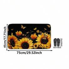 1pc Nordic Style Faux Wool Sunflower Floral Print 3-Piece Bathroom Set/Bath Mat/Non-Slip Rug, High-Quality Faux Wool Material, Soft, Comfortable, Non-Slip, Suitable For Bathroom, Toilet And Other Areas - Multicolor - View 7