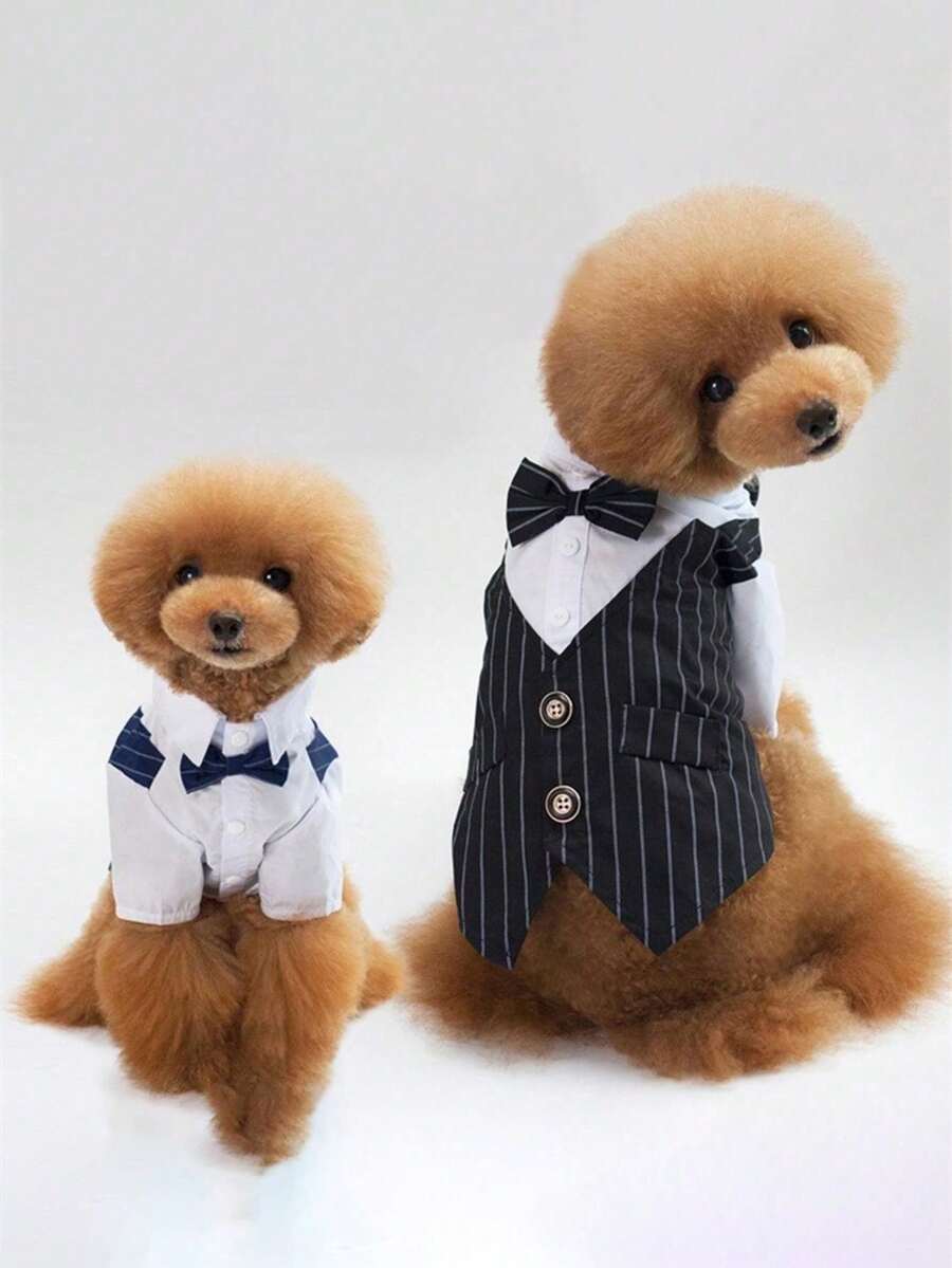 1件宠物狗/猫西装/衬衫/礼服/四脚服装/婚礼庆典/时尚气质 - 彩色 - 查看 1
