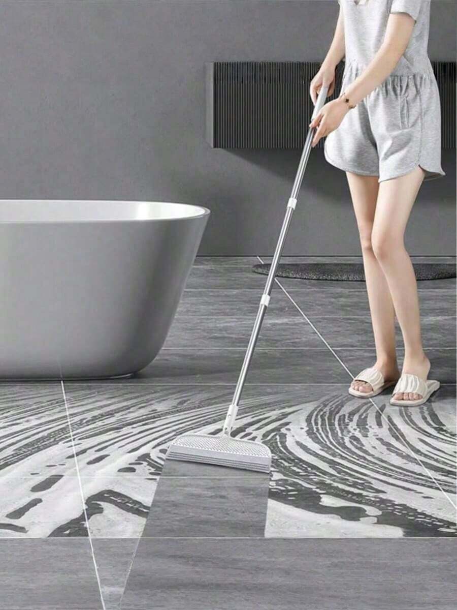 1pcs Multi-Functional Floor And Glass Scraping Broom. This Is An Excellent Floor Cleaning Broom Made Of Silicone Material, Equipped With A 51.77-Inch Long Handle, Which Can Clean High Places Effectively. It Is Suitable For Carpets, Bathroom Tiles, Floors And Garages. It Is An Essential Tool For Household Cleaning And A Cleaning Utensil. - A - 查看 1