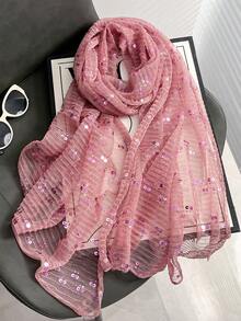 1pc New Spring And Summer Sequin Scarf Shawl Headscarf Sunscreen Beach Scarf, Suitable For Beach Vacation Shawl, Adds Highlights To Your Style And Is A Festive Gift - Scarf - View 4