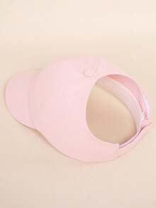 1pc Kids' Solid Color Casual Fashion High Ponytail Sun Protection Baseball Cap - Pink - View 4