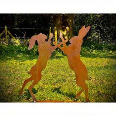 1 Piece Of Metal Rust Brown Rabbit Ground Insert, Easter Rabbit Silhouette Insert Garden Grass Flowerpot Holiday Decoration Item