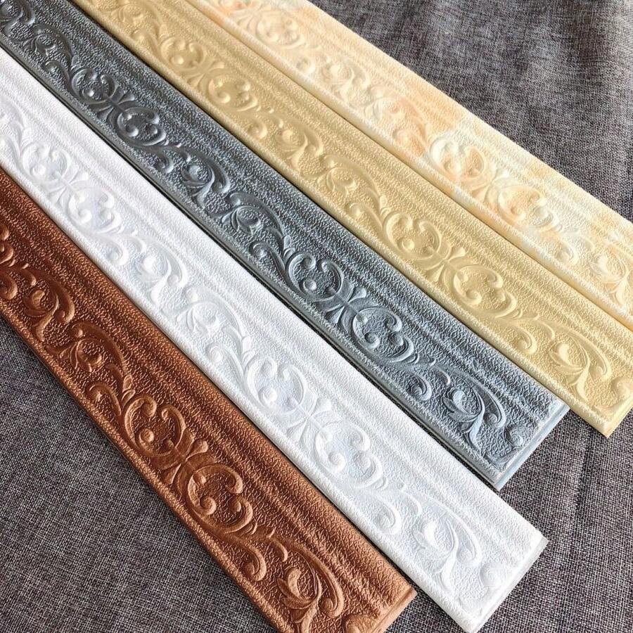 3D立体花型泡沫图案自粘墙纸边条，纯色转角，PVC材质，防水胶带，适用于办公室、客厅、卧室、书房墙面装饰，防撞 - 多款 - 查看 1