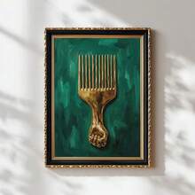 1幅装裱/未装裱非洲力量帆布海报，金色绿色可选，非洲中心主义奢华墙面艺术印刷品，简约少女风房间美学装饰复古画，适用于公寓、客厅、卧室、现代家居装饰 - A - 查看 2